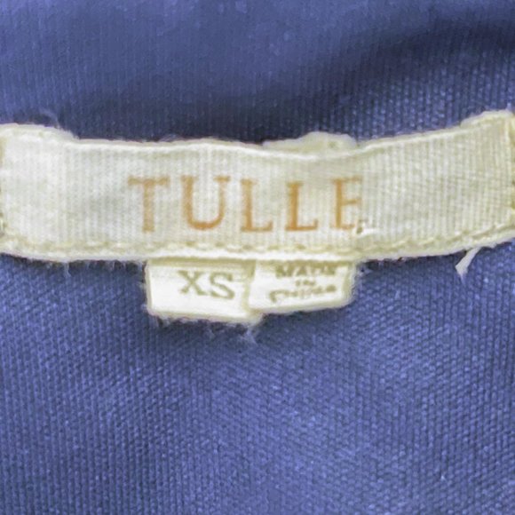 Tulle XS Navy Gingham Patterned Short Sleeve Mini Dress - Picture 4 of 6